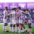 Celebración de uno de los goles en el partido entre el Real Valladolid y el Éibar