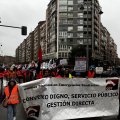 Cabecera de la manifestación del sector de transporte sanitario.
