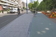 Obras del carril bici de Isabel la Católica en Valladolid.