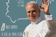 Cartel de las preinscripciones a posibles peregrinaciones desde Valladolid para ver al Papa Leon XIV durante su visita a España.