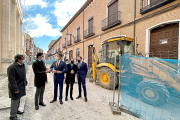 Augusto Cobos, Guzmán Gómez, Ángel Ibáñez, Conrado Íscar y Héctor Palencia en Medina del Campo, ayer.- D. V.