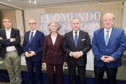 Pablo Lago (Director de El Mundo-Diario de Castilla y León); Pedro Pisonero (Director General de Iberaval); Isabel Martín Arija (Directora General de la Caja Rural de Salamanca); Pablo Junceda (Director General Adjunto de Banco Sabadell); y Enrique Cabero (Presidente del Consejo Económico y Social). Club de Prensa El Mundo – Diario de Castilla y León ‘El sector financiero en Castilla y León. Un aliado imprescindible de nuestro crecimiento’. -PHOTOGENIC