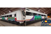 Imagen de los trenes pintados con grafitti en Medina del Campo. E.M.