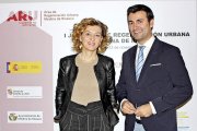 María Pardo y David Esteban durante la jornada de presentación del ARU en Medina de Rioseco, ayer.-EL MUNDO