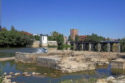 Restos de las aceñas junto al Puente Mayor, en una imagen tomada en 2019 mientras se realizaban los trabajos de excavación. PHOTOGENIC