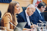 La delegada de la Junta en León, Ester Muñoz, junto a Ramiro Ruiz Medrano en la Comisión de Presidencia de Las Cortes. E. M.