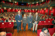 Fernando Benzo, María José Salgueiro, Jesús Julio Carnero y Luis María Martín ayer, en el Teatro Zorrilla.-EL MUNDO