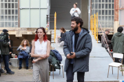 Olivia Baglivi y Francisco Ortiz en el rodaje de 'Memento Mori', en el colegio El Salvador de Valladolid. -J.M. LOSTAU