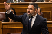 El presidente de VOX, Santiago Abascal, esta semana en el Congreso de los Diputados.