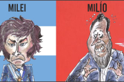 Caricatura de Milei y Puente.