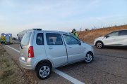 Imagen del coche accidentado en la A-6, km-222 sentido Coruña