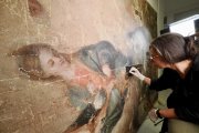 Restauración de un lienzo por el Departamento de Pintura y Escultura del Centro de Conservación y Restauración de Bienes Culturales de Simancas