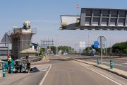 Obras del viaducto de Los Tramposos de la variante de trenes de mercancías.