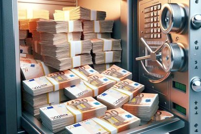 Caja fuerte llena de dinero en euros. E. M.