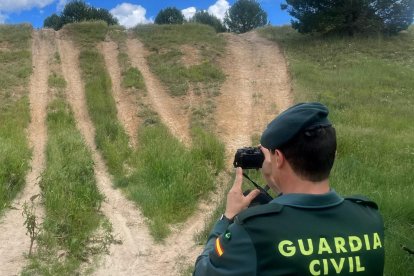 Imagen de las rodaduras causadas por los vehículos que han circulado por la Red Natura 2000 en Matapozuelos (Valladolid).