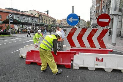 Imagen de archivo de obras en la plaza de España.