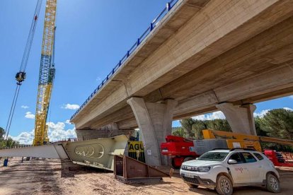 Estado de ejecución del viaducto sobre el Duero de la A-11 en Quintanilla de Arriba.