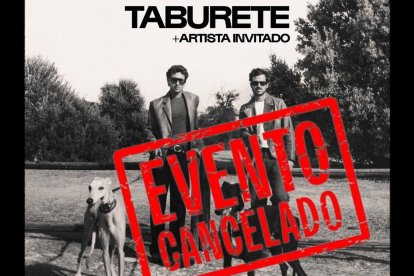 Cartel de la cancelación del concierto de Taburete en Simancas (Valladolid).