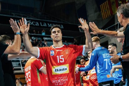 Ignacio Suárez en un partido con el Bada Huesca la pasada temporada.