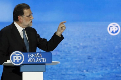 Mariano Rajoy, durante su intervención de este sábado en el congreso del PP.-JUANJO MARTÍN