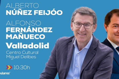 Cartel informativo sobre la visita de Feijoo a Valladolid.- E. M.