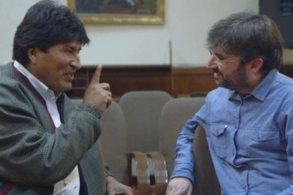 Évole con el presidente de Bolivia, Evo Morales.-Foto: LA SEXTA