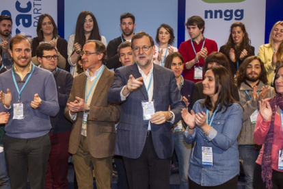 Mariano Rajoy en uno de los encuentros con las Nuevas Generaciones del PP en una imagen de archivo.-E.M.