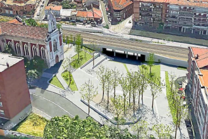 Recreación de la nueva imagen que tendrá la plaza de Rafael Cano cuando esté construido el paso inferior bajo la vía .-E. M.