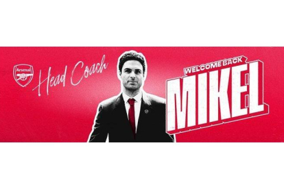 El anuncio del Arsenal para recibir a Mikel Arteta.-