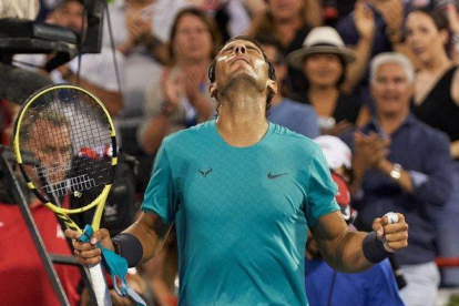 Rafael Nadal celebra la victoria ante Guido Pella, en Montreal.-EFE/ EPA/ VALERIE BLUM