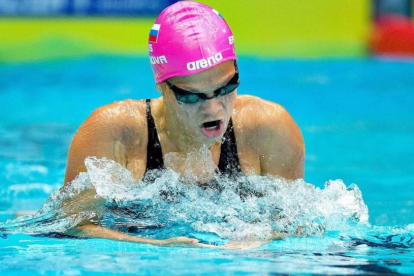 Yulia Efimova, campeona mundial en braza.-AFP / HENNING BAGGER