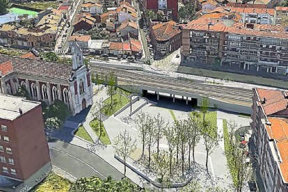 Infografía en la que se muestra cómo quedará el paso de la plaza Rafael Cano, con la iglesia de La Pilarica a la izquierda.-E. M.