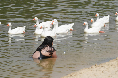 Una persona se baña en la playa de Las Moreras de Valladolid durante la ola de calor. -J.M. LOSTAU