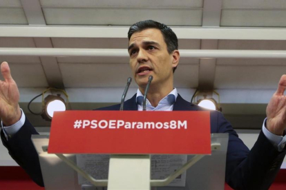 Pedro Sánchez, en la sede del PSOE-JOSE MANUEL PRATS