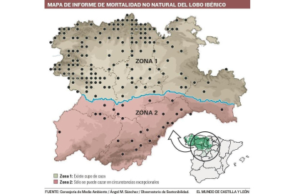 Mapa de informe de mortalidad no natural del lobo ibérico-EL MUNDO