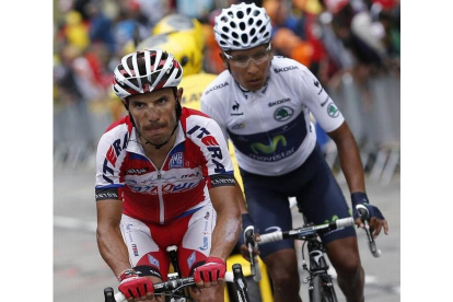 El ciclista colombiano Nairo Quintana, del Movistar, y el español Joaquim 'Purito' Rodríguez.-EFE