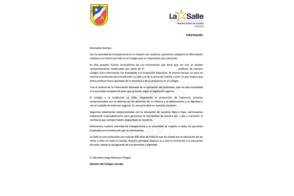 Carta firmada por el director del colegio Lourdes de Valladolid.- E. M.