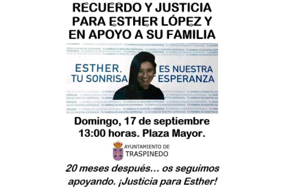 Cartel de la concentración por Esther López en Traspinedo. E. M.