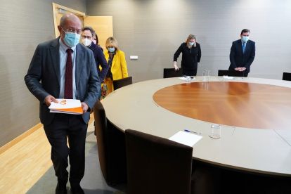 Francisco Igea en la reunión Ciudadanos-PP, horas antes de su ingreso hospitalario.- ICAL