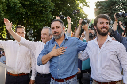 El candidato de Vox a la Presidencia del Gobierno, Santiago Abascal, inicia en Valladolid, la campaña de las generales del 23 de julio con un acto político en San Pablo. ICAL