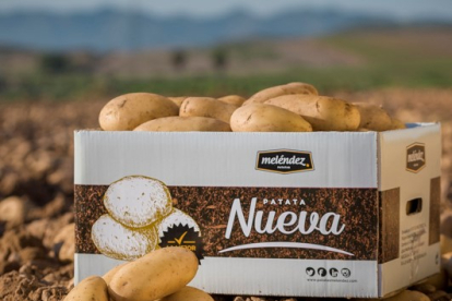Una caja de las nuevas patatas Meléndez. / E.M.