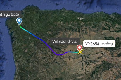 Detalle del desvío del avión hacia Villanubla en Valladolid.-@controladores