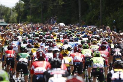 El pelotón rueda durante la tercera etapa de la 102ª edición del Tour de Francia, una carrera de de 159,9 kilímetros entre Amberes y Huy en Bélgica, hoy, lunes 6 de julio de 2015.-Foto: EFE