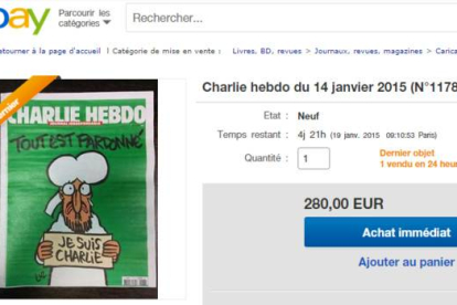 'Charlie Hebdo', en Ebay.-Foto: CAPTURA DE PANTALLA EBAY