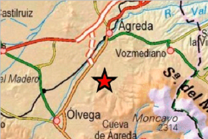 Plano de situación del epicentro del terremoto en Ágreda.-HDS
