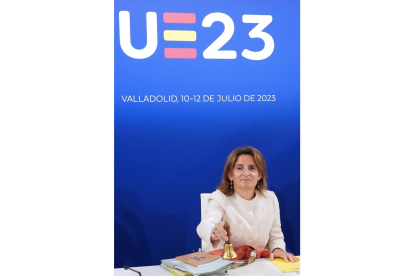 La ministra para la Transición Ecológica y el Reto Demográfico, Teresa Ribera, en la tercera jornada de la reunión informal de ministros de Medio Ambiente y Energía en Valladolid. -ICAL