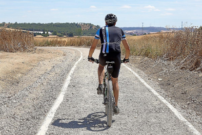 Un deportista recorre uno de los carriles bici de la provincia, en los alrededores de Zaratán.-PABLO REQUEJO