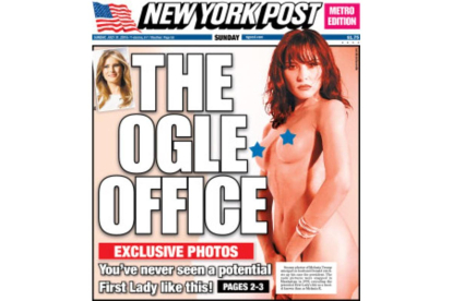 Portada de 'New York Post', con Melania Trump desnuda en una sesión fotográfica de 1995.-