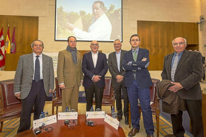 Pedro LLorente, Felix Lezcano, Jesús Julio Carnero, Baudouin Havaux, Raúl Escudero y Manolo Fariña, ayer.-E. M.