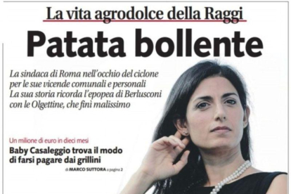 Imagen de la portada del diario italiano Libero en el que llama a la alcaldesa de Roma "Patata Caliente".-